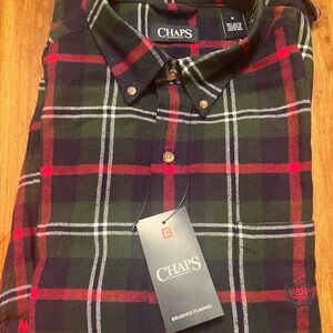 Chaps Men's Red and Green Plaid Button Down Shirt